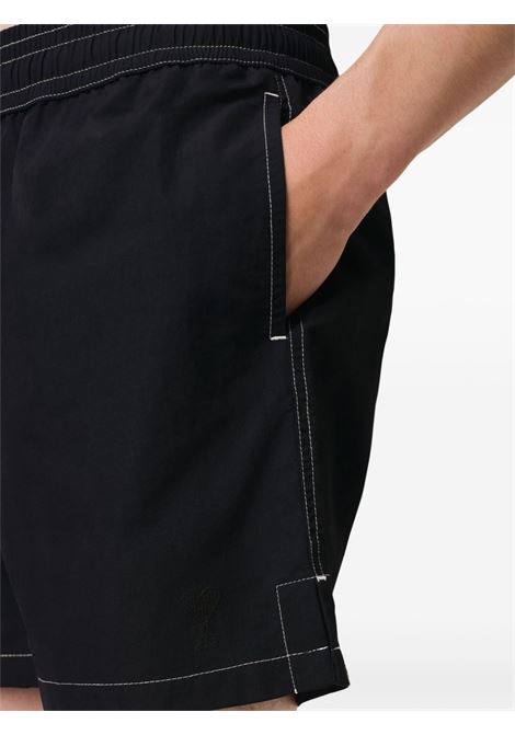 Black contrast-stitching swim shorts Ami paris - men AMI PARIS | HBW006PA0027001